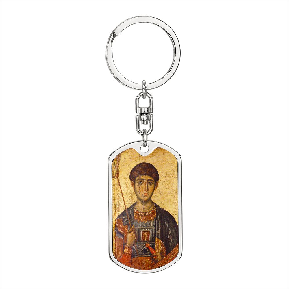 St Demetrios by Panselinos dog tag with Swivel Keychain