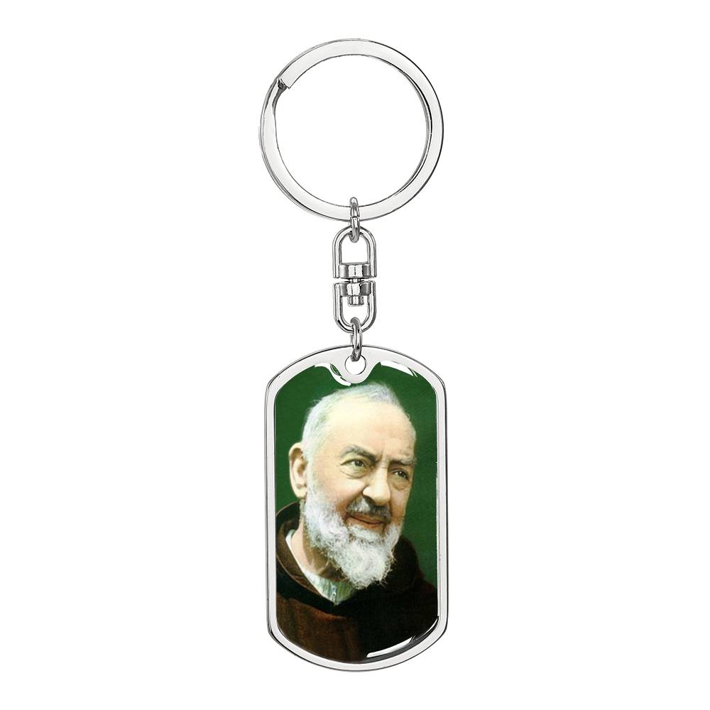 Padre Pio dog tag keychain