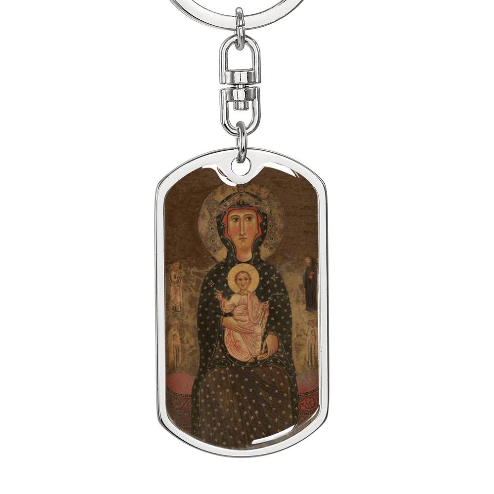Madonna and Child Margaritonne dog tag keychain