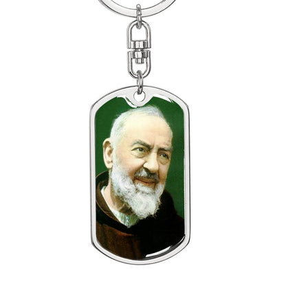 Padre Pio dog tag keychain