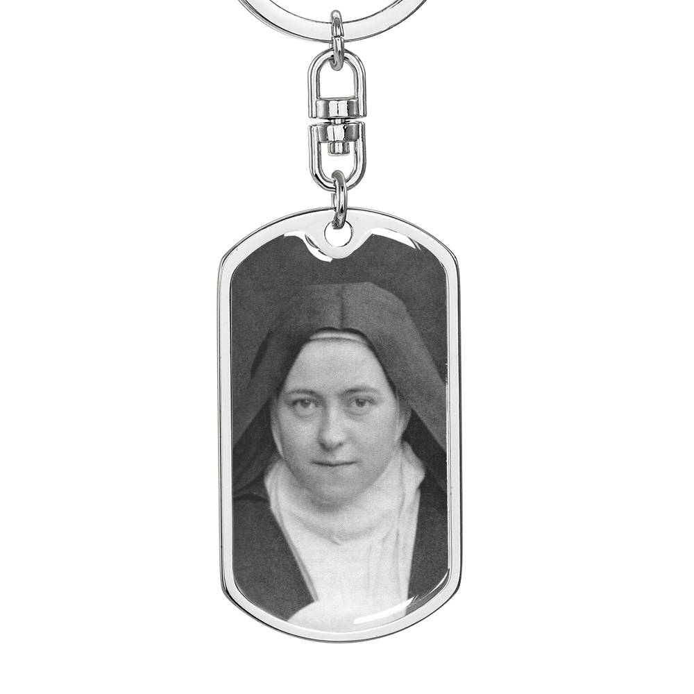 St Thérèse of Lisieux dog tag keychain