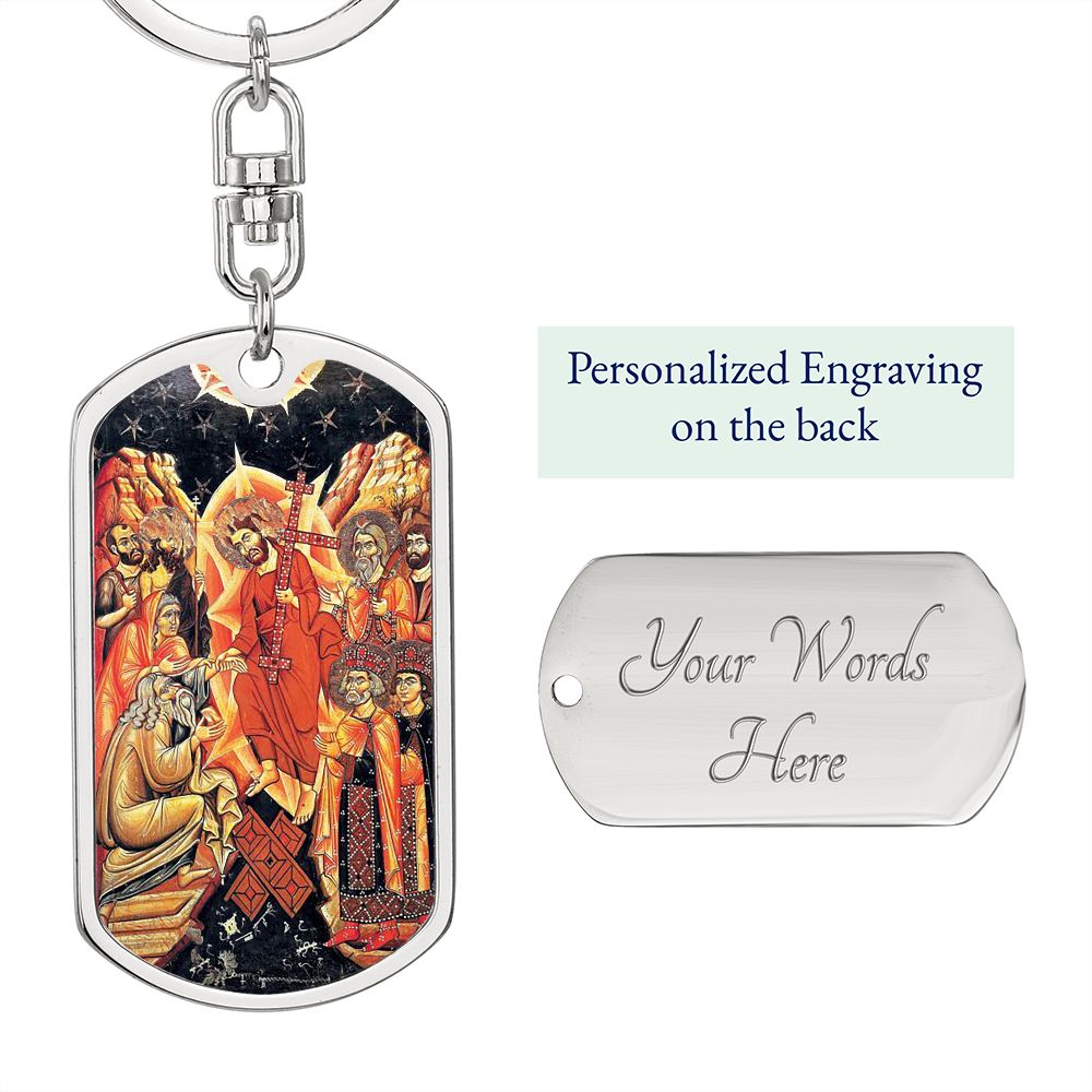 Descent into Hell dog tag keychain