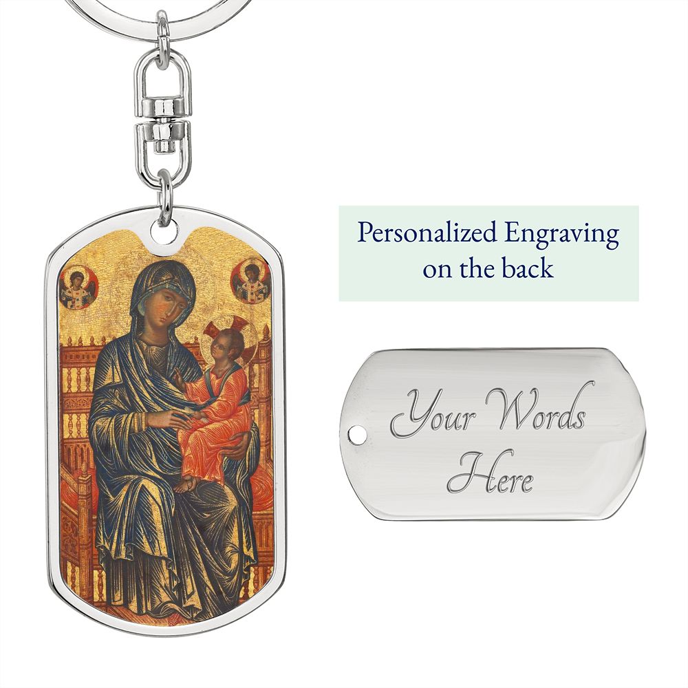 Theotokos Enthroned dog tag keychain
