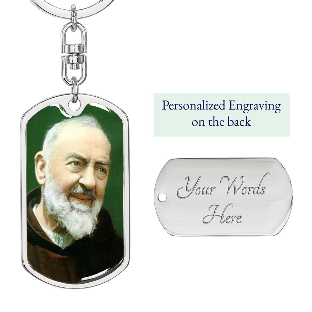 Padre Pio dog tag keychain