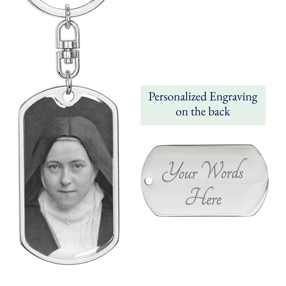 St Thérèse of Lisieux dog tag keychain