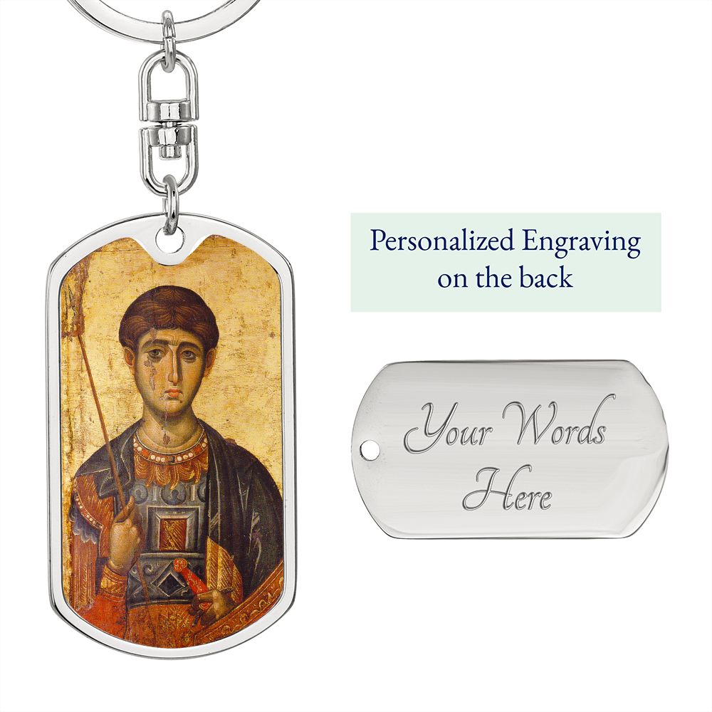 St Demetrios by Panselinos dog tag with Swivel Keychain