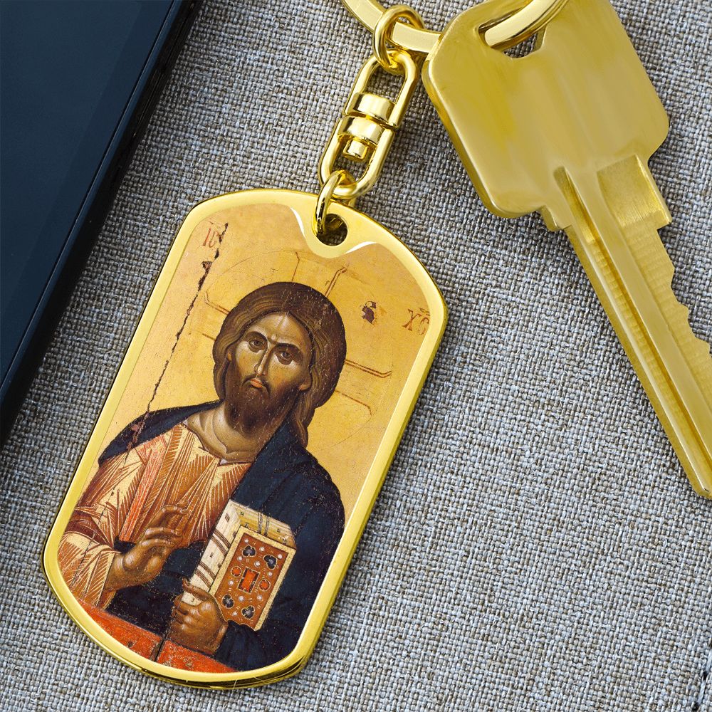Jesus Christ Pantocrator Vatopedi dog tag Swivel Keychain