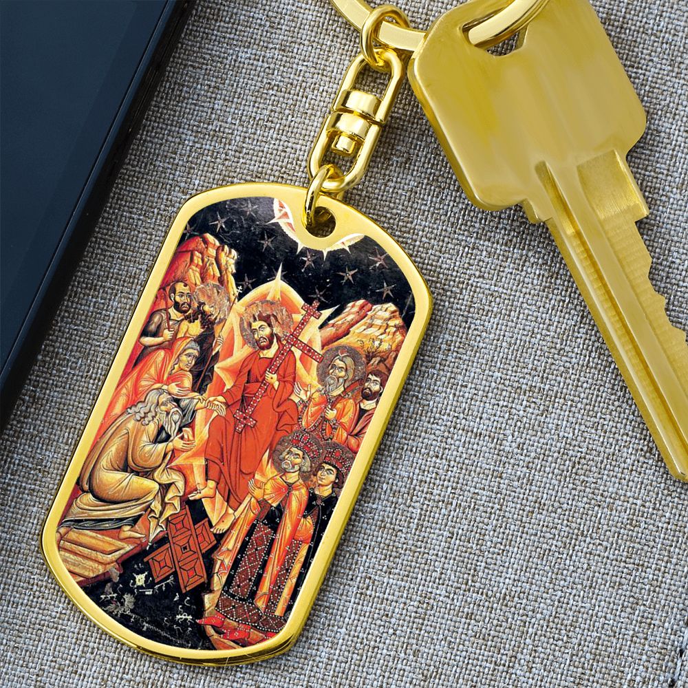 Descent into Hell dog tag keychain