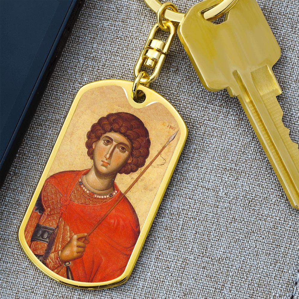 St George by Panselinos dog tag Swivel Keychain