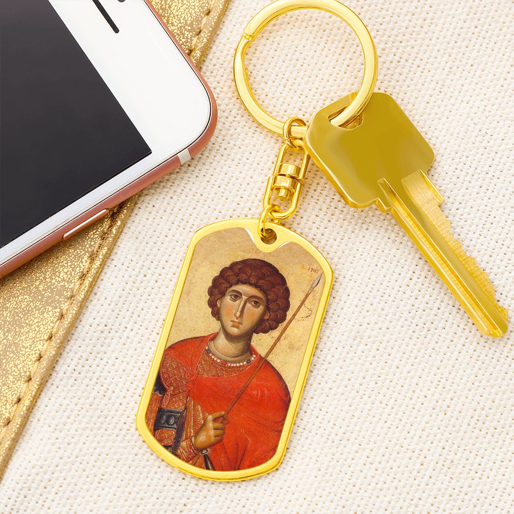 St George by Panselinos dog tag Swivel Keychain