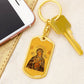 Virgin Mary Seven Spades dog tag keychain