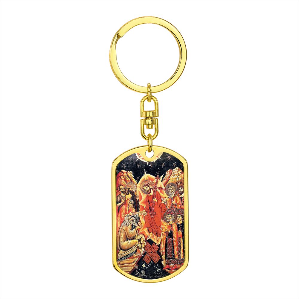 Descent into Hell dog tag keychain