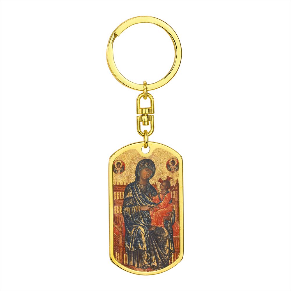 Theotokos Enthroned dog tag keychain
