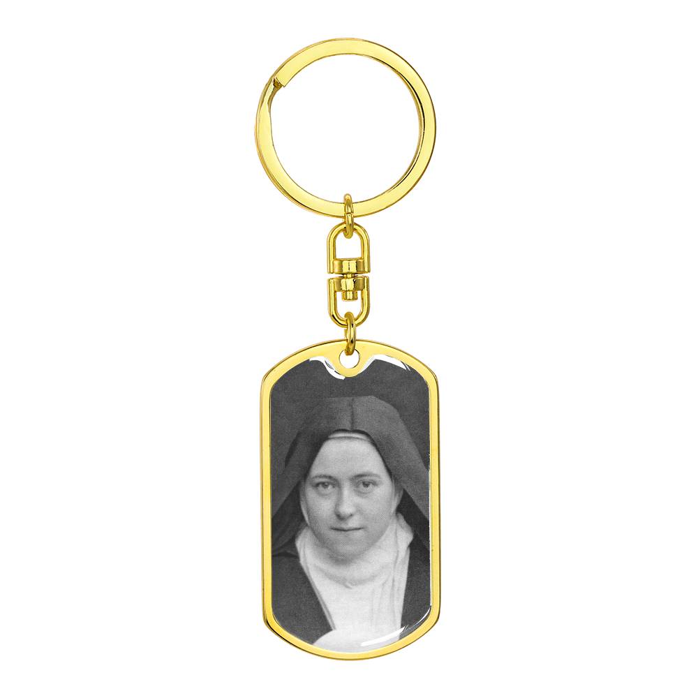 St Thérèse of Lisieux dog tag keychain
