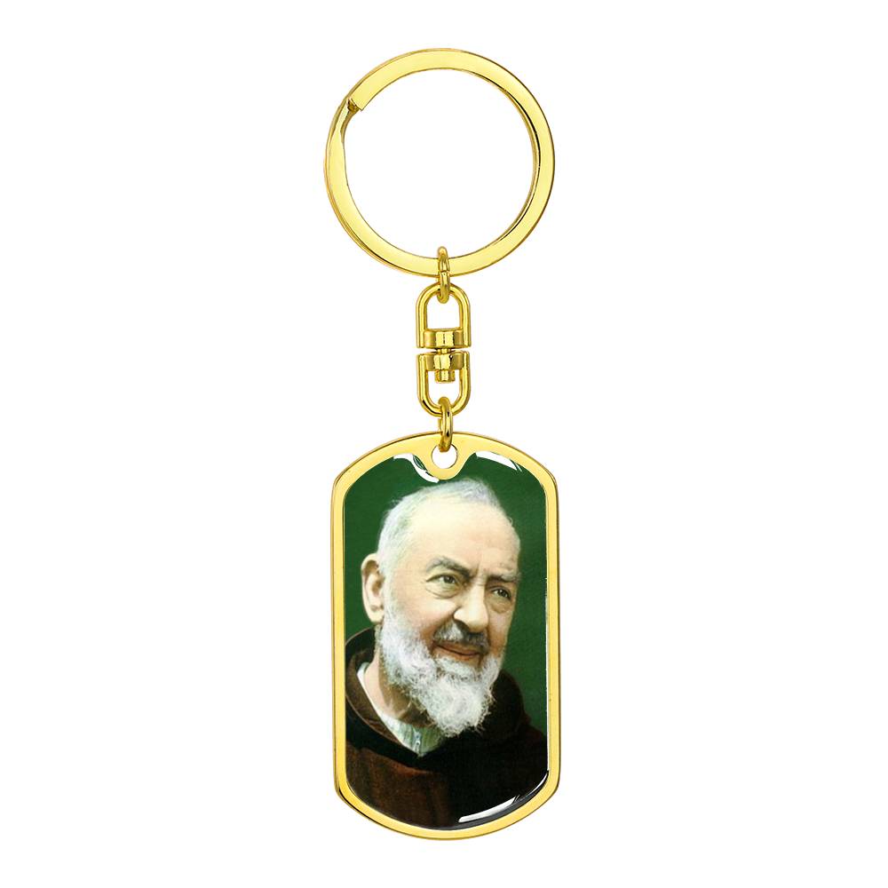 Padre Pio dog tag keychain