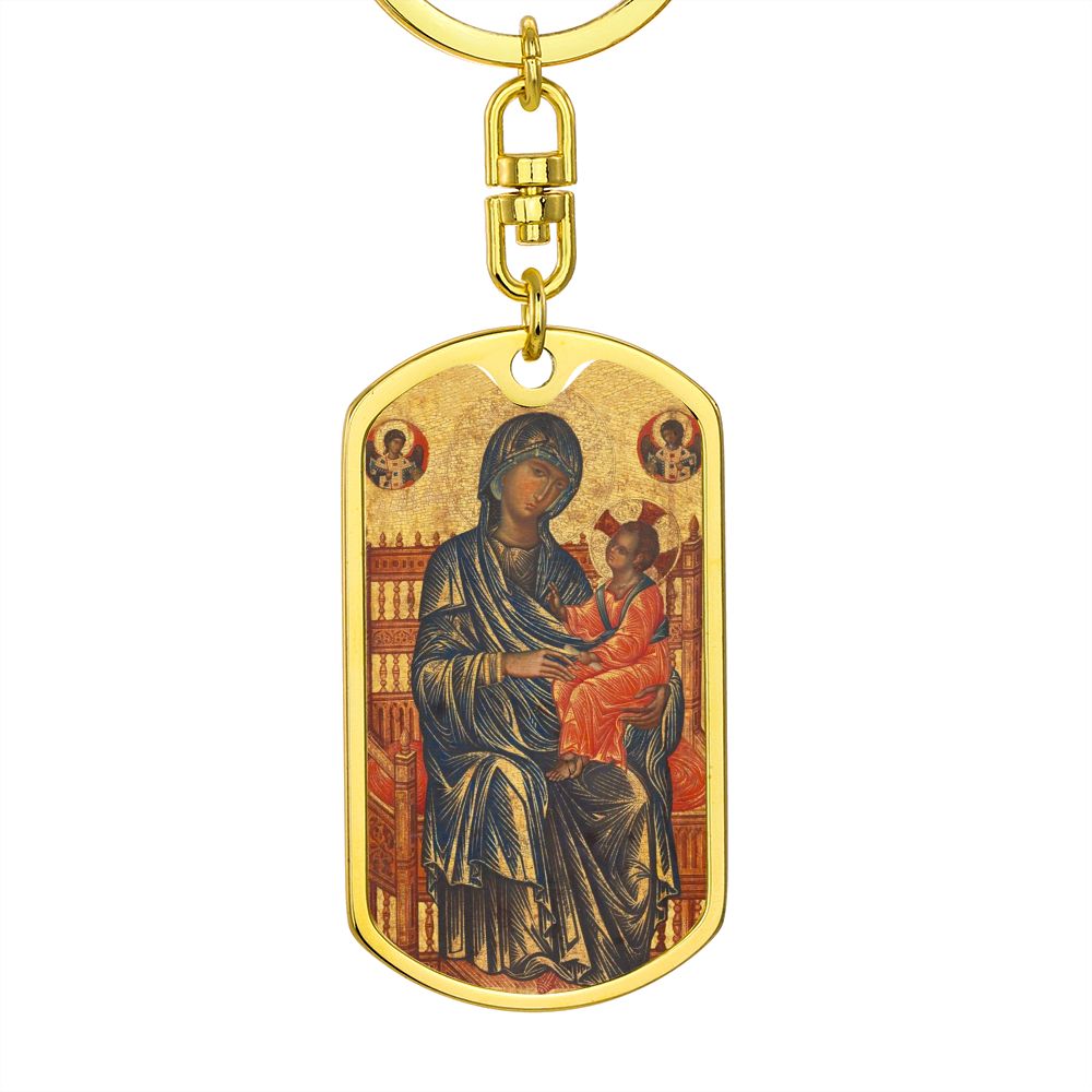 Theotokos Enthroned dog tag keychain