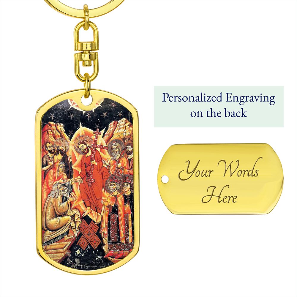 Descent into Hell dog tag keychain