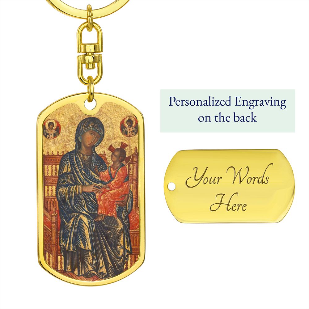 Theotokos Enthroned dog tag keychain