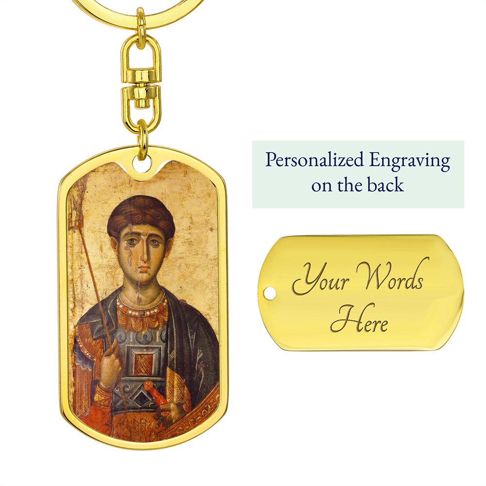 St Demetrios by Panselinos dog tag with Swivel Keychain