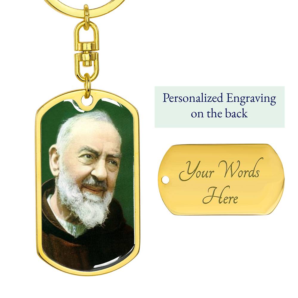 Padre Pio dog tag keychain