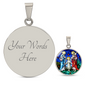 Holy Family stained glass circle pendant necklace