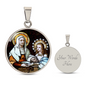 St Anna and Virgin Mary circle pendant necklace