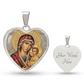 Theotokos Icon Necklace, Orthodox Icon, Stainless Steel Heart Pendant, Gold Finish