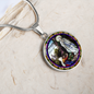 The Vision of Our Lady of Lourdes circle pendant necklace