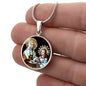 St Anna and Virgin Mary circle pendant necklace