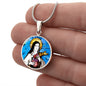 Saint Therese of Lisieux circle pendant necklace