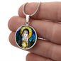 St Clare of Assisi circle pendant necklace