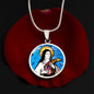 Saint Therese of Lisieux circle pendant necklace