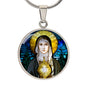 St Clare of Assisi circle pendant necklace