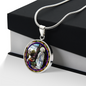 The Vision of Our Lady of Lourdes circle pendant necklace
