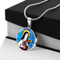 Saint Therese of Lisieux circle pendant necklace