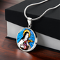 Saint Therese of Lisieux circle pendant necklace