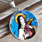 Saint Therese of Lisieux circle pendant necklace