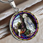 The Vision of Our Lady of Lourdes circle pendant necklace