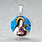 Saint Therese of Lisieux circle pendant necklace