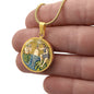 Baptism of Jesus Mozaic circle pendant necklace