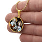 St Anna and Virgin Mary circle pendant necklace