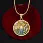Baptism of Jesus Mozaic circle pendant necklace