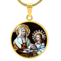 St Anna and Virgin Mary circle pendant necklace
