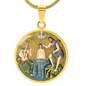 Baptism of Jesus Mozaic circle pendant necklace