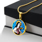 Saint Therese of Lisieux circle pendant necklace