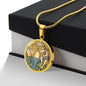 Baptism of Jesus Mozaic circle pendant necklace