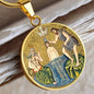 Baptism of Jesus Mozaic circle pendant necklace