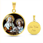 St Anna and Virgin Mary circle pendant necklace