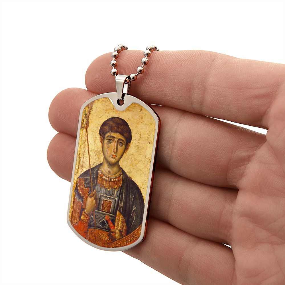 St Demetrius by Panselinos dog tag necklace