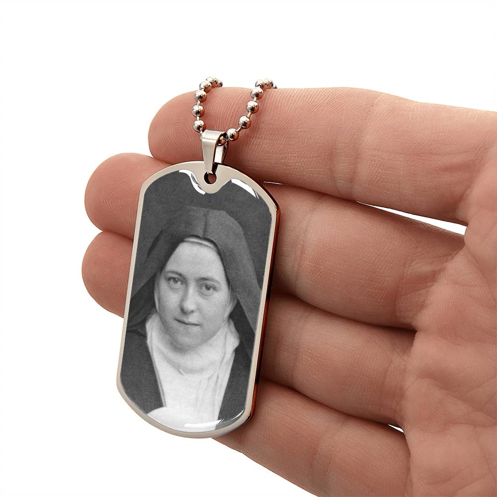 St Thérèse of Lisieux dog tag necklace